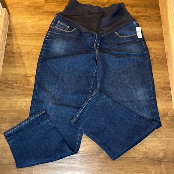 Old Navy Maternity Full Panel OG Loose Women’s 18 Long Dark Wash Faded Jeans - Picture 3 of 9
